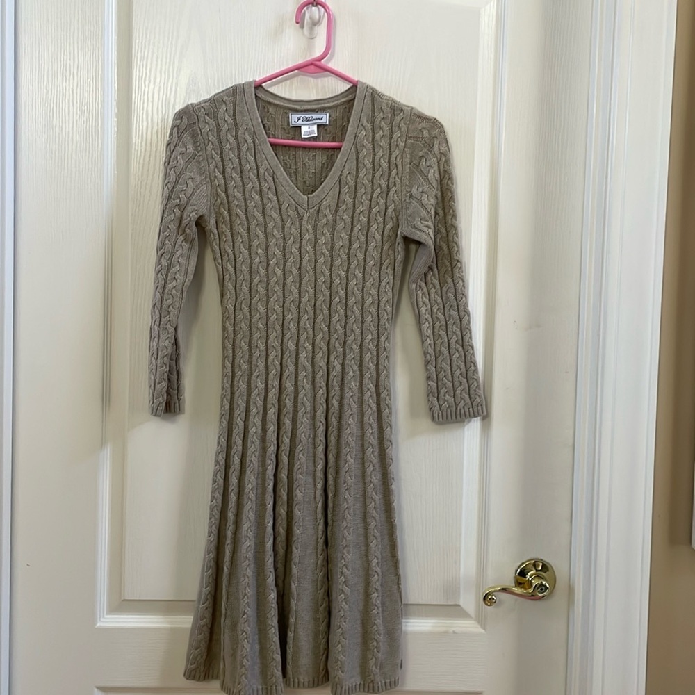 J Howard Sweater Dress Cable Knit Light Tan Size Small